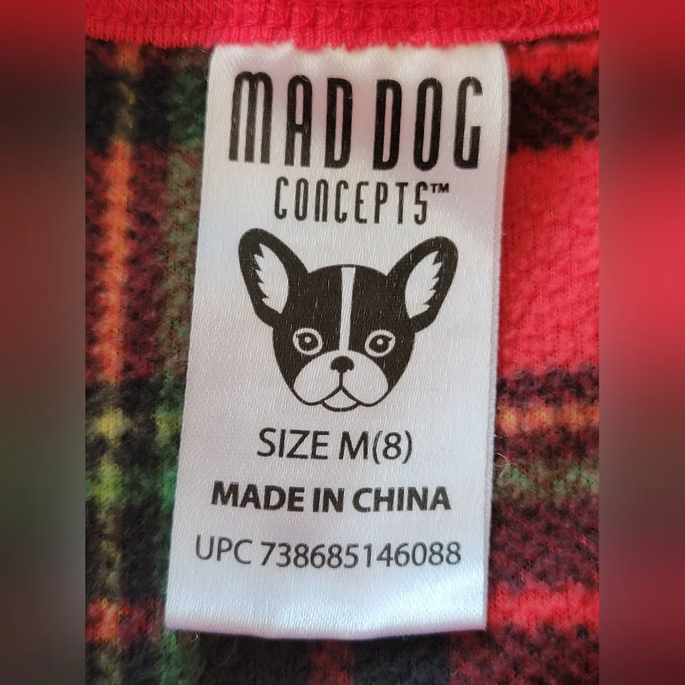 Mad Dog Concepts Girls Red Plaid Nightgown- Pajamas Size 8 (Runs Small)